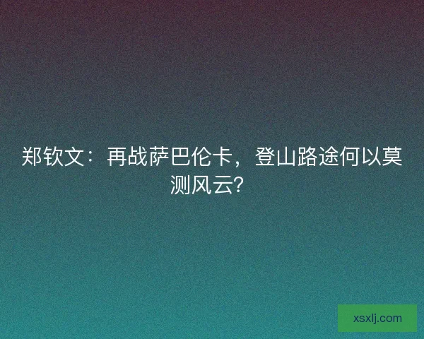 郑钦文：再战萨巴伦卡，登山路途何以莫测风云？