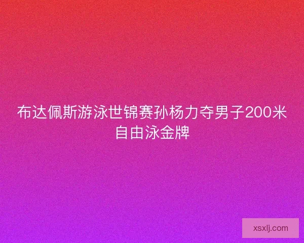 布达佩斯游泳世锦赛孙杨力夺男子200米自由泳金牌