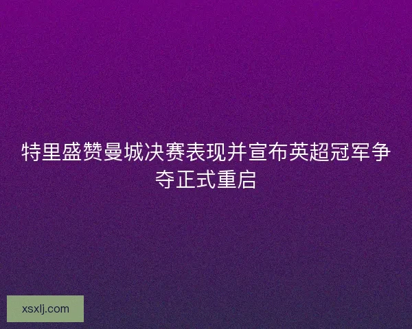 特里盛赞曼城决赛表现并宣布英超冠军争夺正式重启