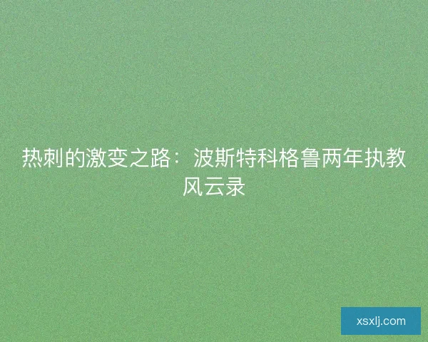 热刺的激变之路：波斯特科格鲁两年执教风云录
